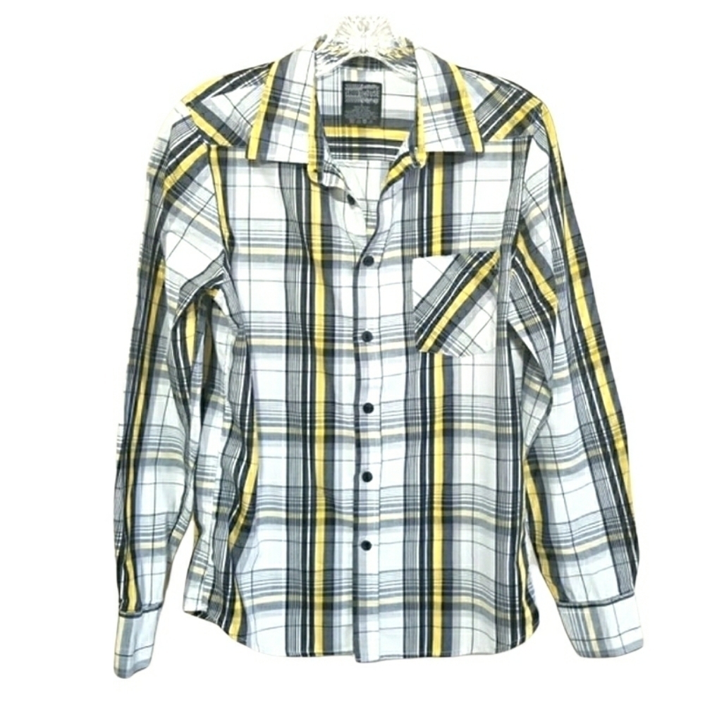 Shout House Men's Plaid Button Front Shirt